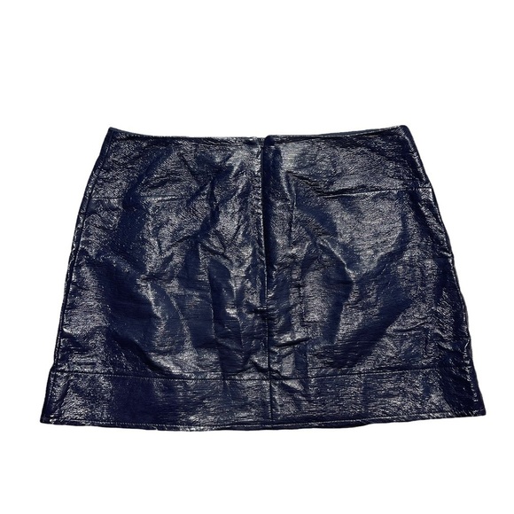 TopShop Navy Blue Crinkle Mini Skirt 8 - Picture 8 of 8